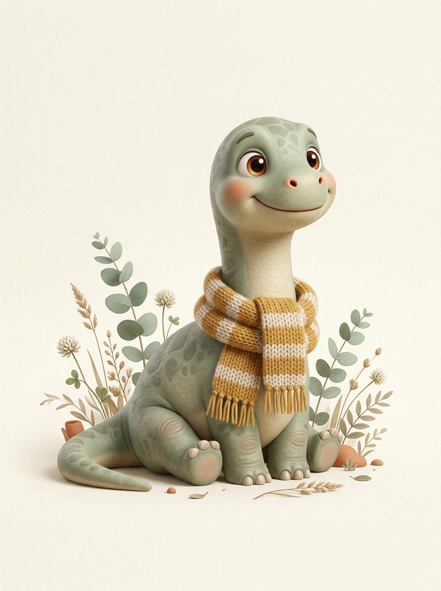 Baby Dinosaur Knitted Scarf Print